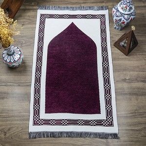  Hediyelik Çift Taraf Seccade Mor Krem 70x130 cm - 450 gr