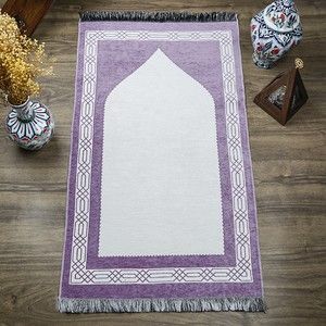  Hediyelik Çift Taraf Seccade Lila Krem 70x130 cm - 450 gr