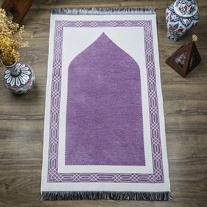  Hediyelik Çift Taraf Seccade Lila Krem 70x130 cm - 450 gr