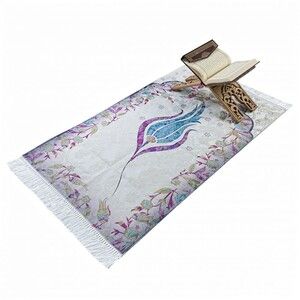  Hediyelik İnce Pamuk Seccade Mavi - Lale 70x117 cm - 370 gr