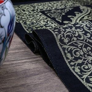  Hediyelik İpek Nur Tafta Seccade Koyu Siyah 68x110 cm - 200 gr