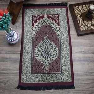  Hediyelik İpek Nur Tafta Seccade Bordo 68x110 cm - 200 gr