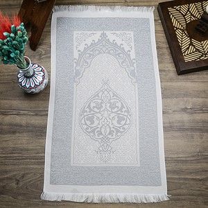  Hediyelik İpek Nur Tafta Seccade Koyu Gri 68x110 cm - 200 gr