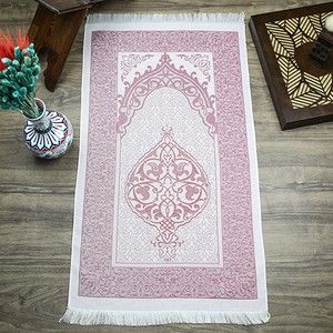 Hediyelik İpek Nur Tafta Seccade Açık Bordo 68x110 cm - 200 gr