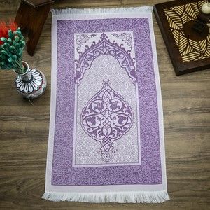 Hediyelik İpek Nur Tafta Seccade Mor 68x110 cm - 200 gr