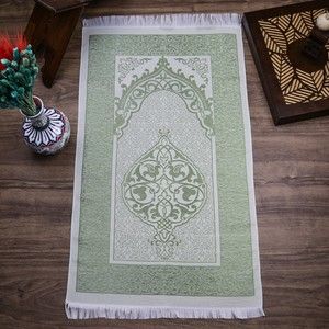 Hediyelik İpek Nur Tafta Seccade Yeşil 68x110 cm - 200 gr