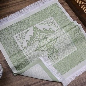  Hediyelik İpek Nur Tafta Seccade Yeşil 68x110 cm - 200 gr