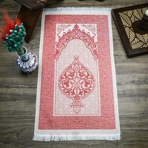  Hediyelik İpek Nur Tafta Seccade Kırmızı 68x110 cm - 200 gr