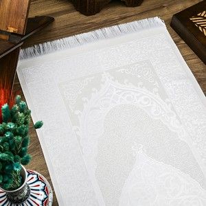  Hediyelik İpek Nur Tafta Seccade Krem 68x110 Cm - 200 Gr