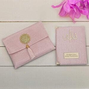 Hediyelik Şantuk Kumaş Çantalı Yasin Kitabı ( 16.5 x 12.5 cm ) Pembe