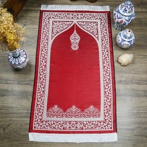 Hediyelik Rumi Desen Seccade - Kırmızı 70x128 cm - 364 gr