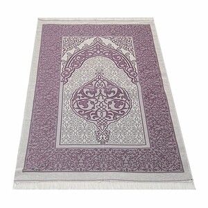  Hediyelik Seccade, İnci Tesbih, Kur'an-ı Kerim (Çanta Boy), Asetat Kutulu (26×23) Dini Set-Mor