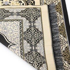 Hediyelik Tafta Seccade Siyah-Gold 68x110 cm - 200 gr