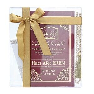  Hediyelik Yasin Kitabı (Orta Boy) 50 Adet, İnci Tesbih, Mevlüt Şekeri, Asetat Kutulu (26×23) Mevlid Seti-Bordo