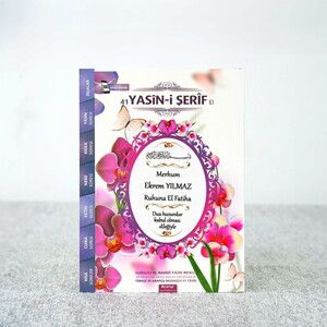  Hediyelik Yasin Kitabı 10 Adet  Çanta Boy 80 Sayfa, 99'lu Kokulu Tesbih ve Tül Süslemeli Ekonomik Mevlid Paketi-Orkide