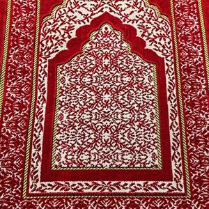  Kadife Çocuk Seccadesi - Kırmızı 39x80 cm - 180 gr - Tesbih Hediyeli