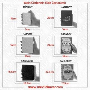  Kadife Kaplı Yasin Kitabı 10 Adet Çanta Boy 12×16,150 gr, 128 Sayfa Allah Lafızlı, İsim Baskılı Vizon