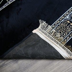  Kadife Peluş Seccade Kabe (78x135 cm 1340 gr) - Siyah
