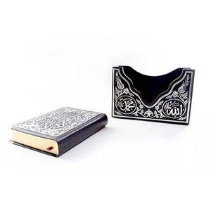  Kişiye Özel Hediye Gümüş Kaplama Zarf Kuran Kutusu ve Kur'an-ı Kerim (Çanta Boy 12x17)