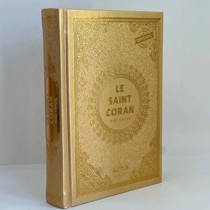 Kuran'ı Kerim Fransızca Hafız Boy Termo(Le Saınt Coran Traduction et Commentaire de Muhammed Hamıdullah 692 gr14*20cm)-Gold
