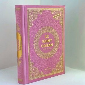 Kuran'ı Kerim Fransızca Hafız Boy Termo(Le Saınt Coran Traduction et Commentaire de Muhammed Hamıdullah 692 gr14*20cm)-Pembe
