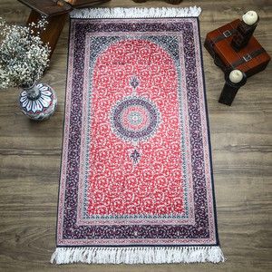  Lüks İpek Ahu Seccade Kırmızı 70x117 cm - 550 gr