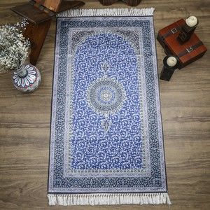 Lüks İpek Ahu Seccade Lacivert 70x117 cm - 550 gr
