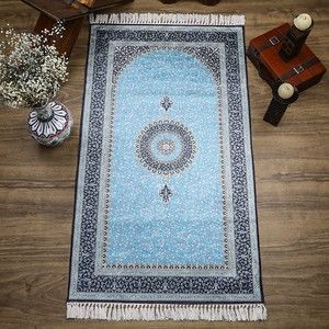  Lüks İpek Ahu Seccade Mavi 70x117 cm - 550 gr