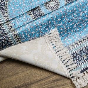  Lüks İpek Ahu Seccade Mavi 70x117 cm - 550 gr