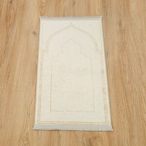 Lüks Kadife Elit Coçuk Seccade- Krem( 40*82 cm)