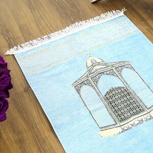  Makam-ı İbrahim Lüks Şönil Seccade Bebek Mavisi (70x126cm) 240 gr