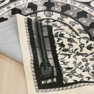  Medine Halı Tipi Kalın Yumuşak Kadife Çeyizlik  Seccade Elegant-Gri (70*120 cm 1040 gr)