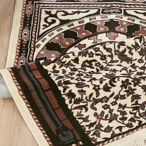  Medine Halı Tipi Kalın Yumuşak Kadife Çeyizlik Seccade Elegant -Kahverengi (71*123 cm 1040 gr)