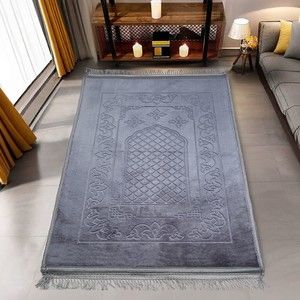 Soft Yumuşak Kadife Peluş Seccade Gümüş 70 x 110 cm - 1100 gr