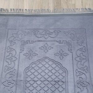  Soft Yumuşak Kadife Peluş Seccade Gümüş 80 x 120 cm - 1100 gr