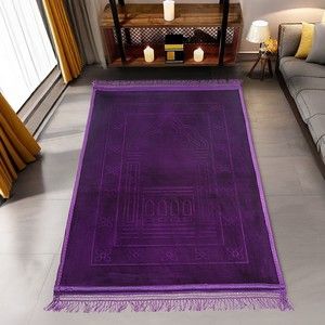 Soft Yumuşak Kadife Peluş Seccade Mor 70 x 110 cm - 1100 gr