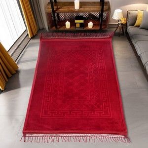 Soft Yumuşak Kadife Peluş Seccade Bordo 70 x 110 cm - 1100 gr