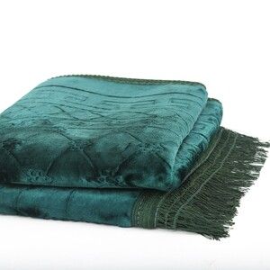  Soft Yumuşak Kadife Peluş Seccade Yeşil 80 x 110 cm - 1100 gr