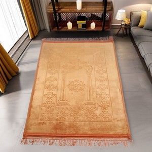  Soft Yumuşak Kadife Peluş Seccade Gold 70 x 110 cm - 1100 gr