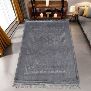 Soft Yumuşak Kadife Peluş Seccade Füme 80 x 120 cm - 1100 gr