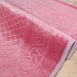  Soft Yumuşak Kadife Peluş Seccade Pembe 80 x 120 cm - 1100 gr