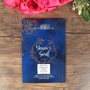 Yasin Kitabı 10 Adet Ortaboy 16×24, 64 Sayfa İsme Özel Etiketli Mevlüt Hediyeliği-Mavi