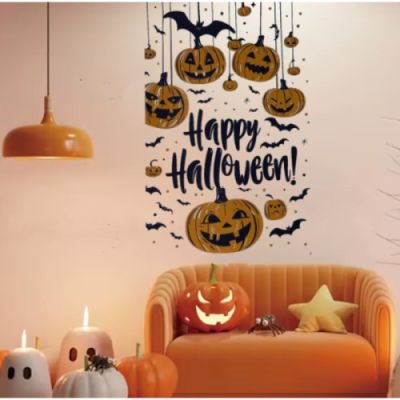  Halloween Temalı Balkabaklı Duvar Sticker Seti