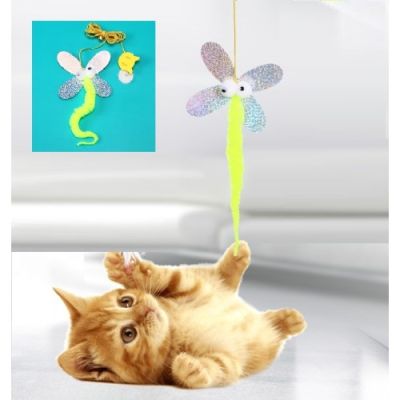 Kelebek Model Elastik Kendinden Yapışkanlı Kedi Oyun Oltası