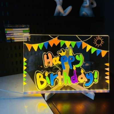  LED Aydınlatmalı Yazı ve Çizim Tahtası - Küçük Boy 20x20 cm