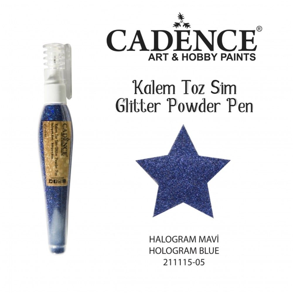 Cadence Kalem Toz Sim - Glitter Powder Pen Hologram Mavi