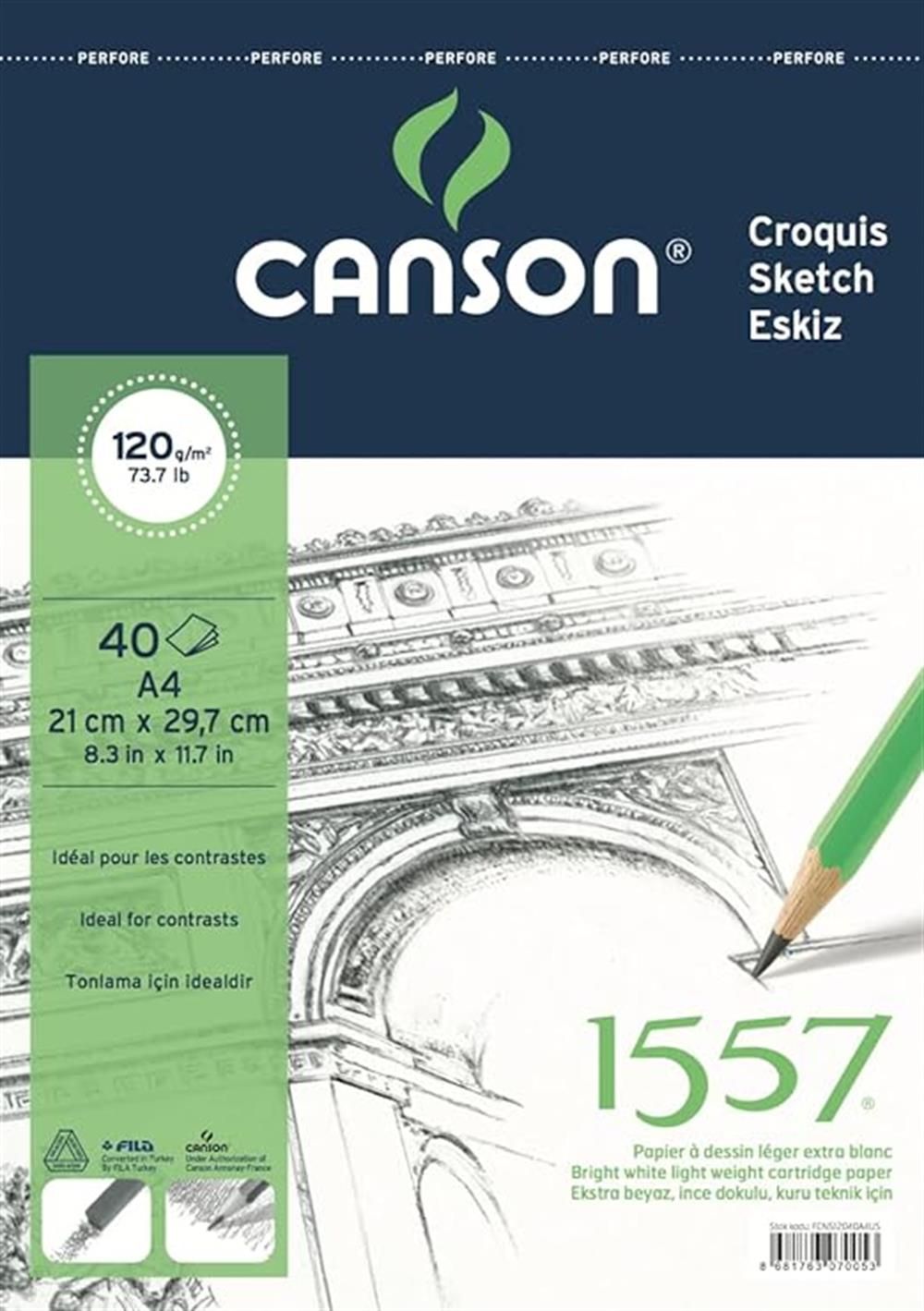 Canson 1557  A4 120 Gr Çizim Blok 40 Sayfa Üstten Spiral