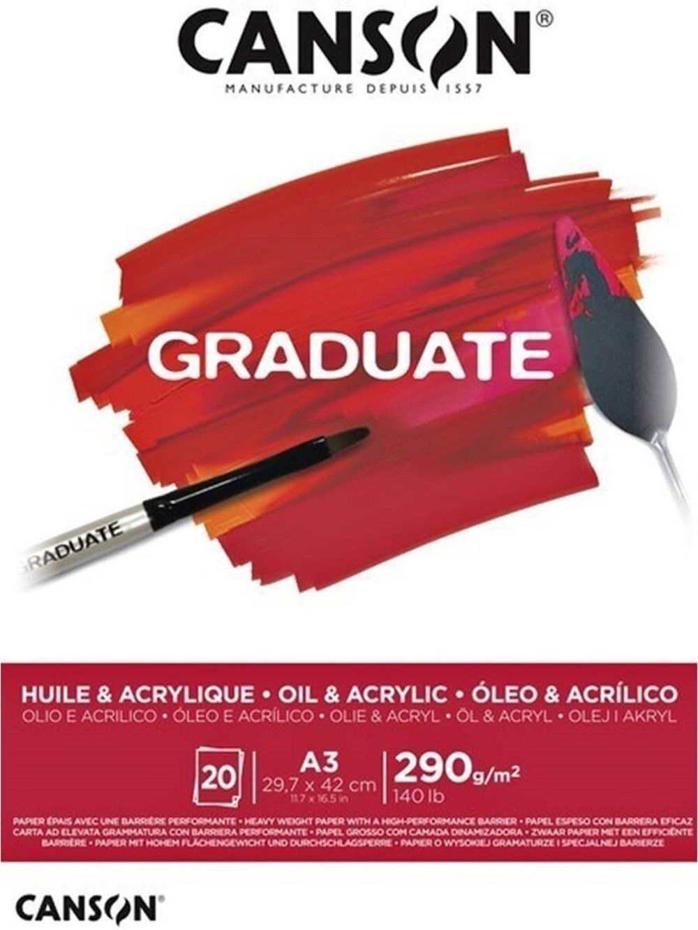 Canson Graduate Akrilik ve Yağlı Boya Defteri A3 290 gr. 20 sayfa