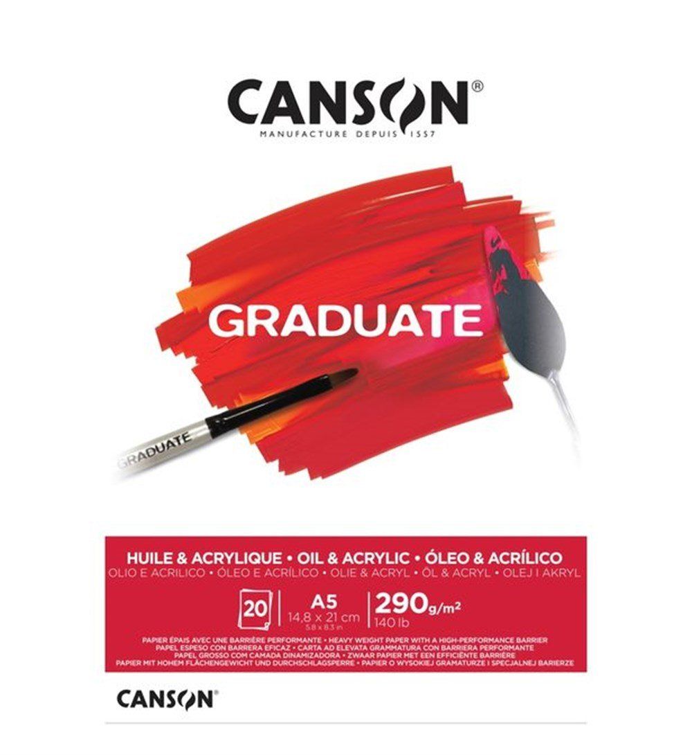  Canson Graduate Akrilik ve Yağlı Boya Defteri A5 290 gr. 20 sayfa