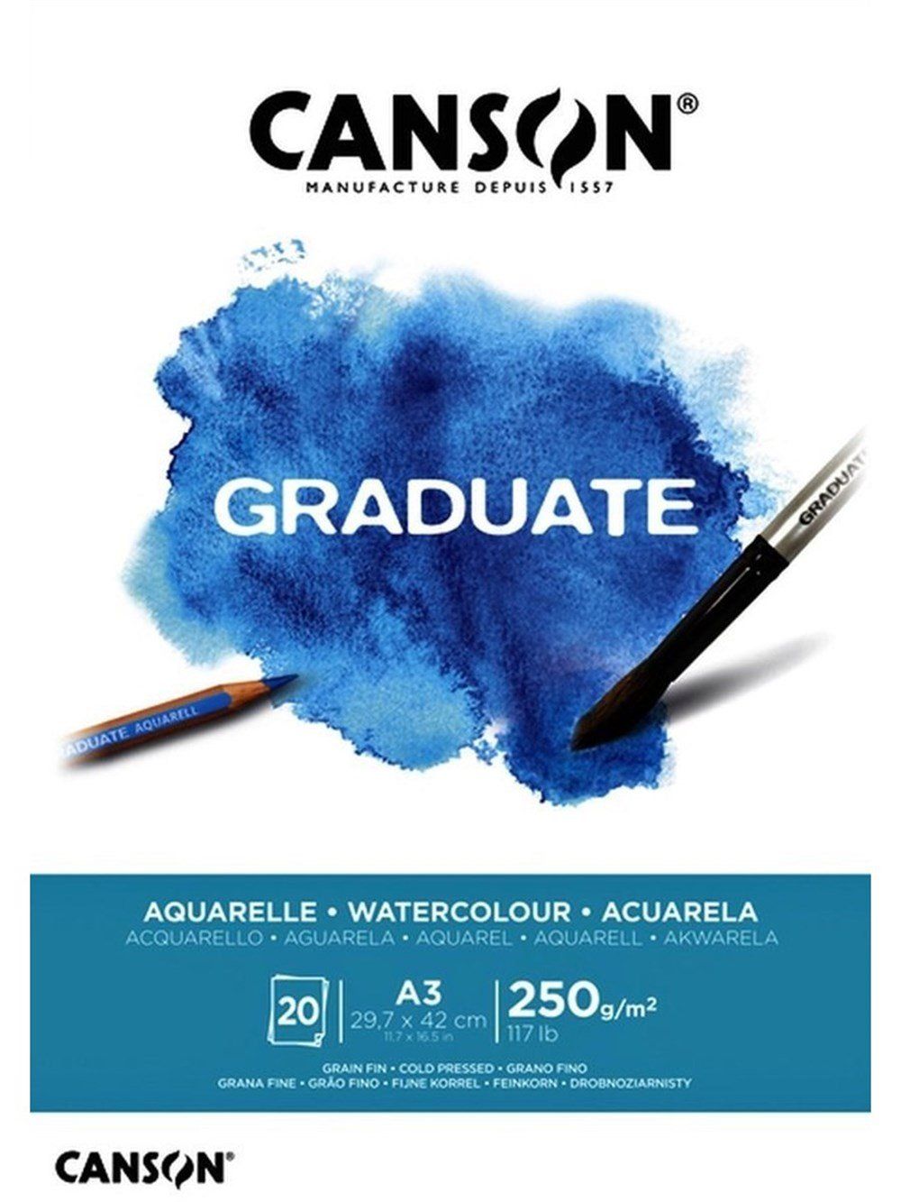  Canson Graduate Aquarelle Suluboya Bloğu A3 250G 20 Sayfa